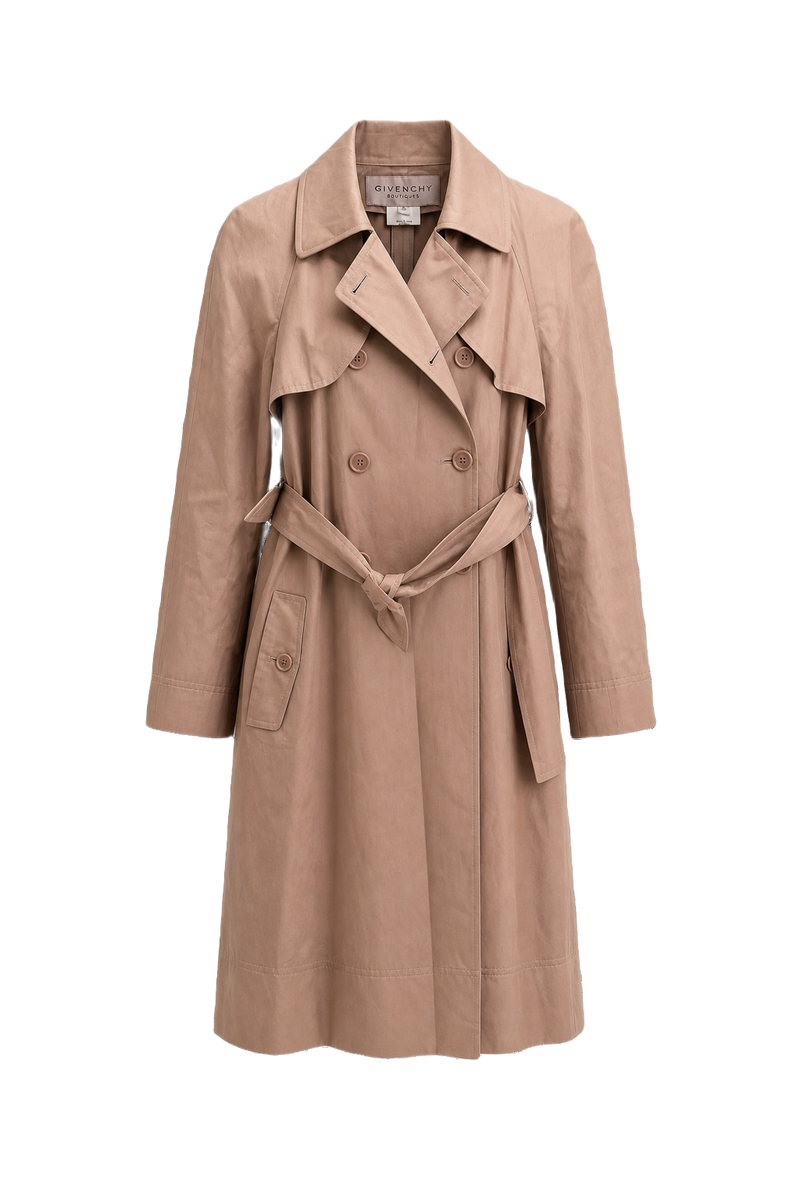 1990s Beige Cotton Blend Trench Coat - Front View