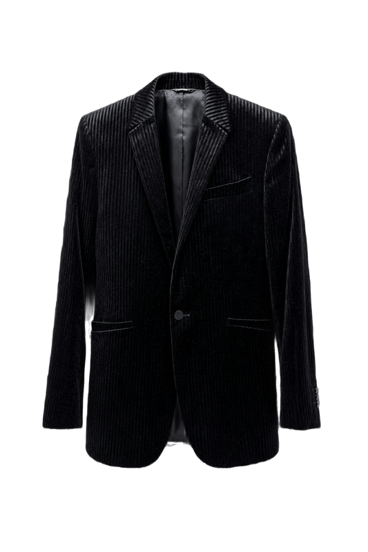 1980s Black Velvet Blazer - Front View