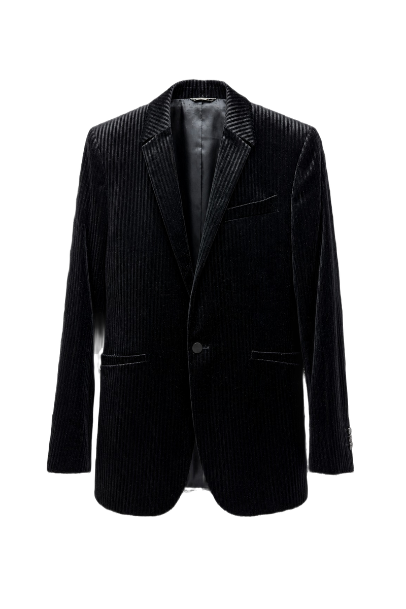 1980s Black Velvet Blazer - Front View