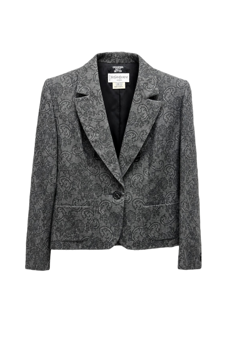 1990s Grey Wool Blazer - Front View