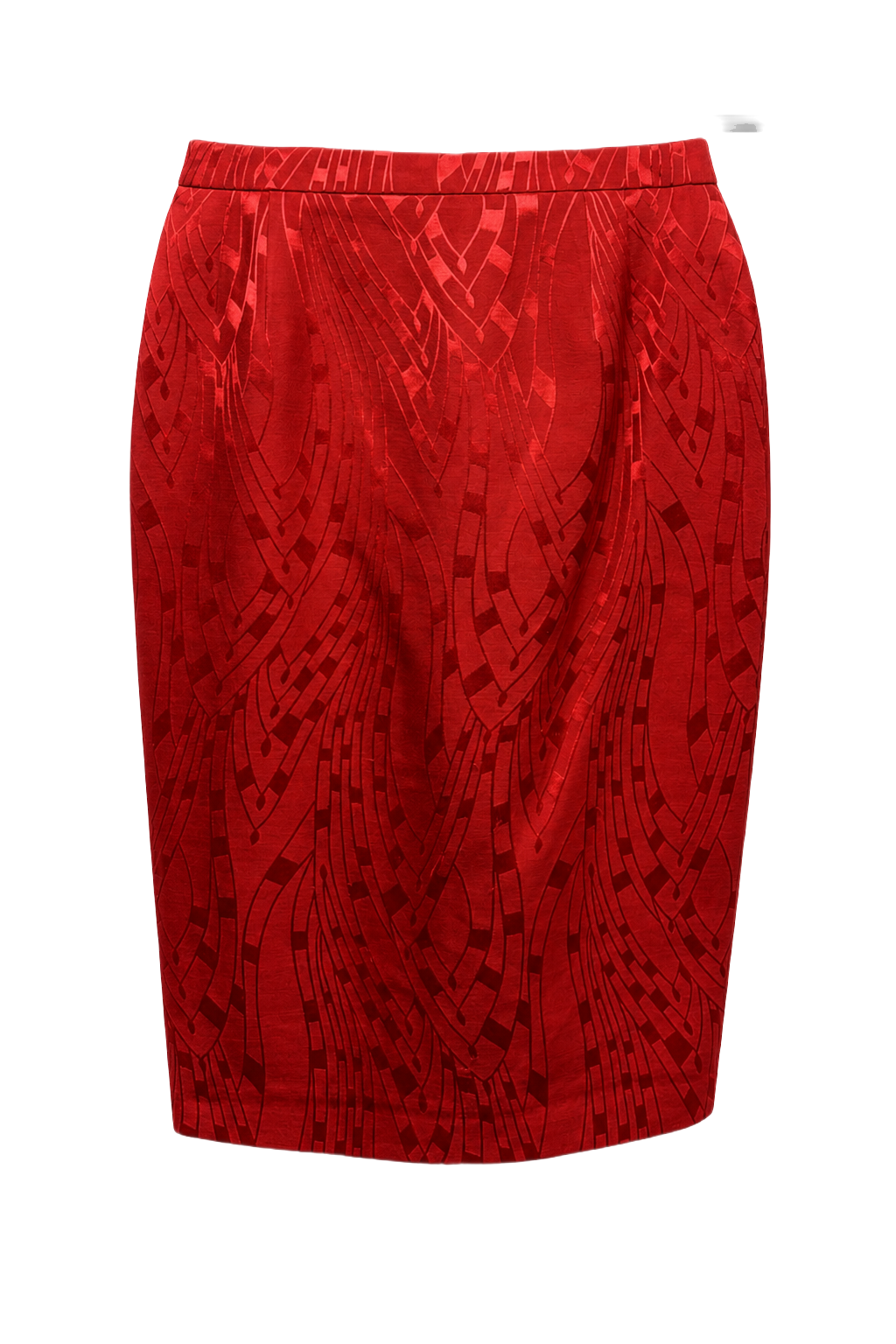 1980s Red Wool Silk Skirt - Front View