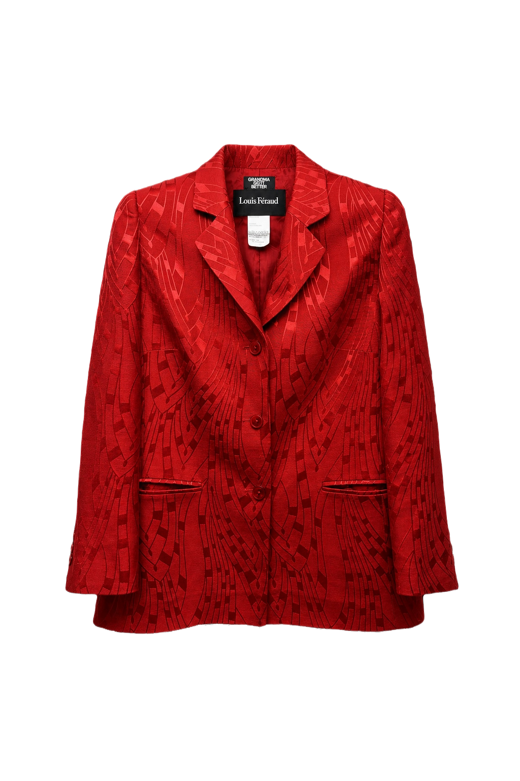 1980s Red Wool Silk Blazer - Front View