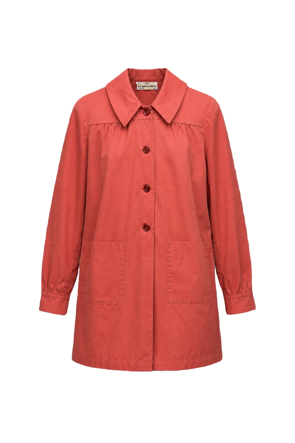 1960s Coral Cotton Coat - Front View