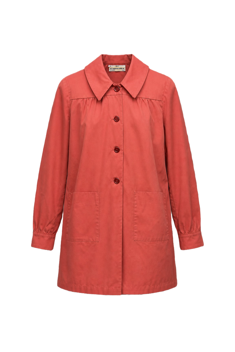 1960s Coral Cotton Coat - Front View