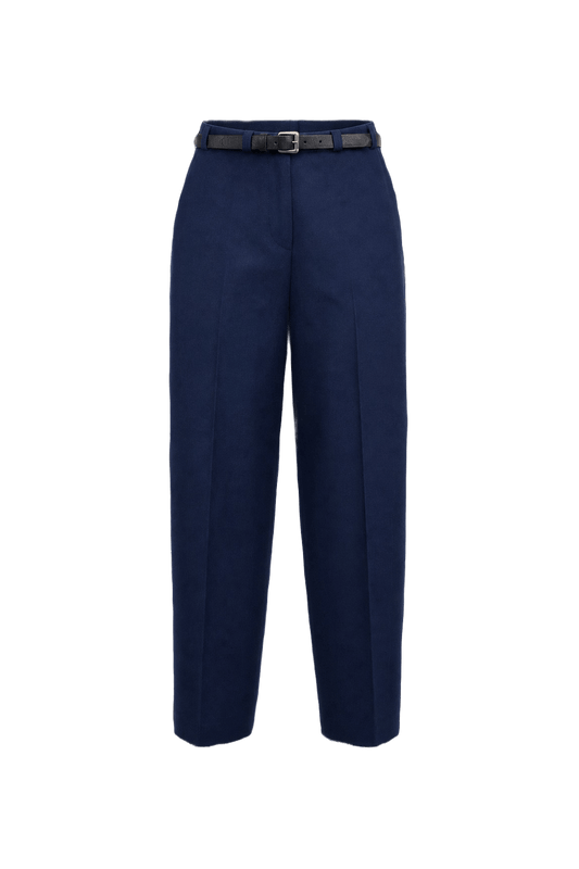 1970s Navy Blue Wool Trousers - Front View