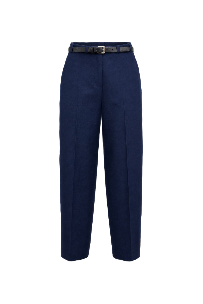 1970s Navy Blue Wool Trousers - Front View