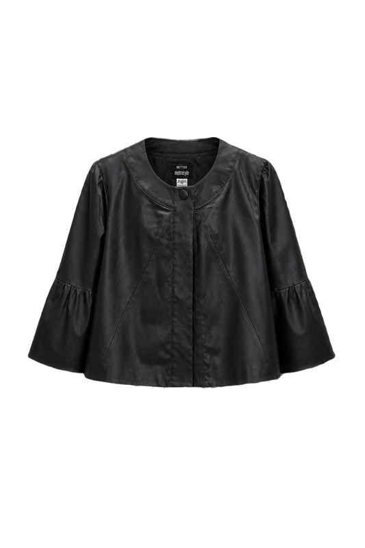 1990s Black Satin Jacket - Front View