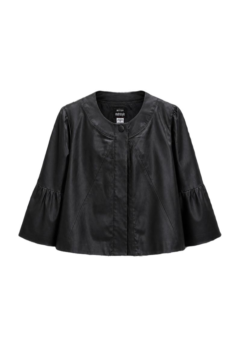1990s Black Satin Jacket - Front View