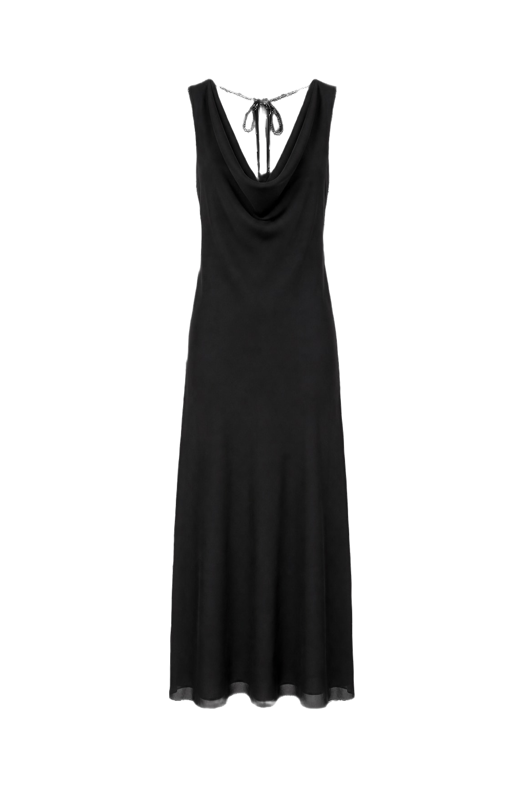 1990s Black Silk Sleeveless Dress - Front View