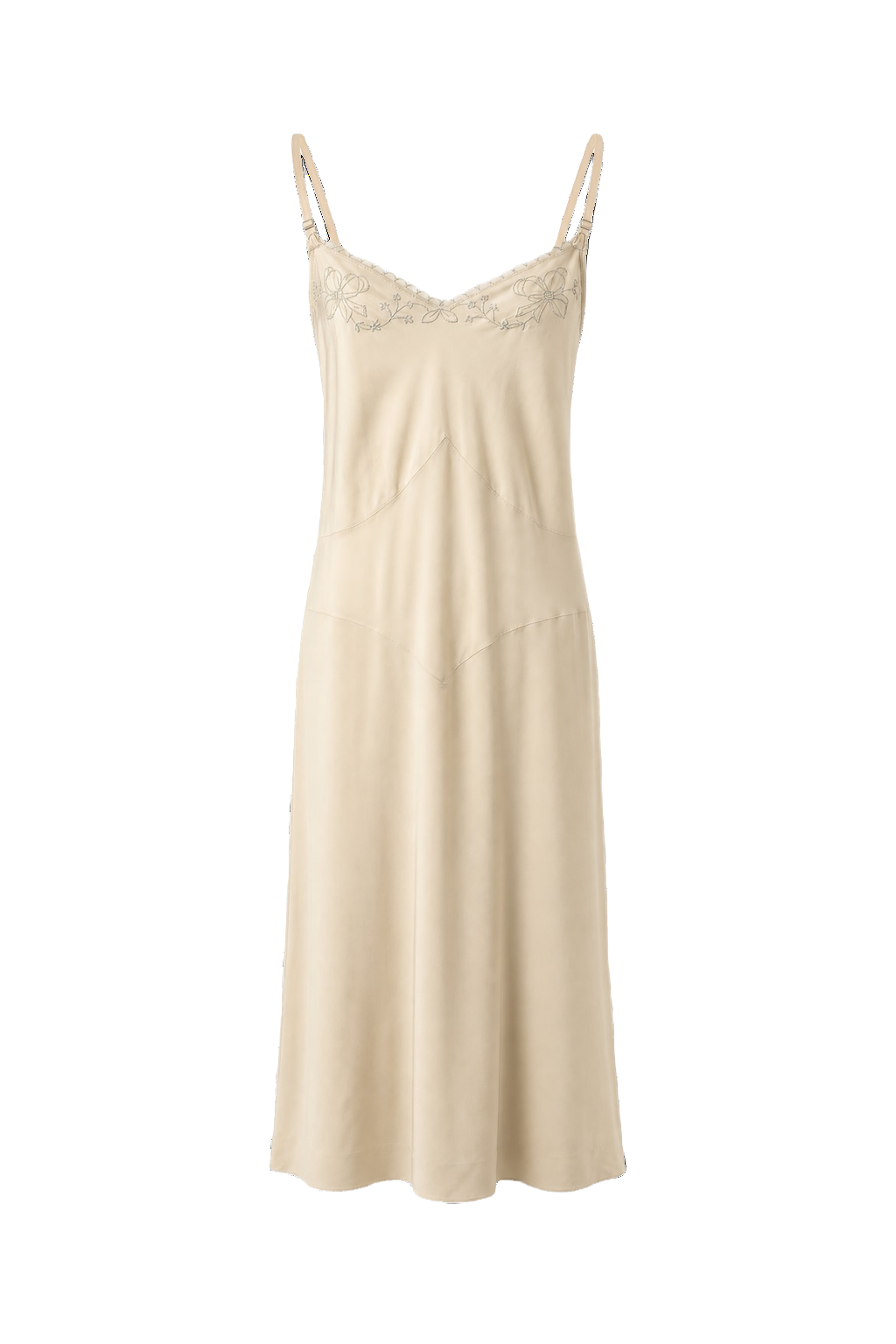 1950s Cream Satin Slip Dress - Front View