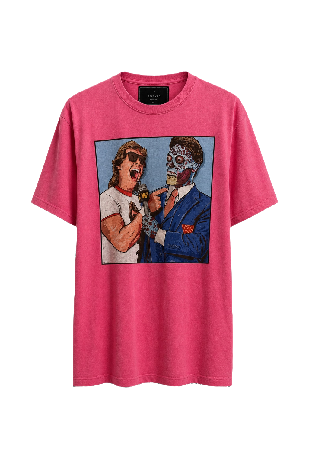 1990s Bright Pink Cotton T-Shirt - Front View