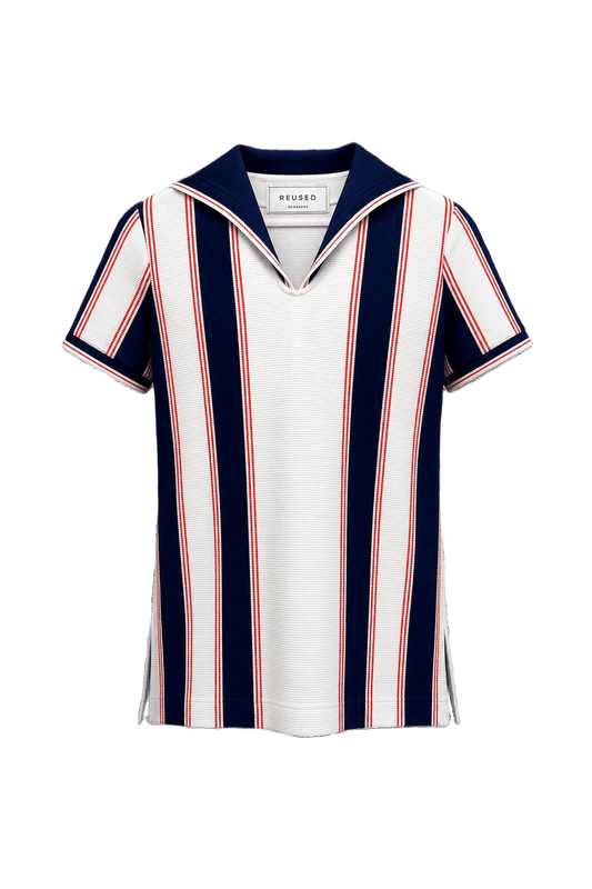 1960s Navy Blue Polyester Shirt - Front View