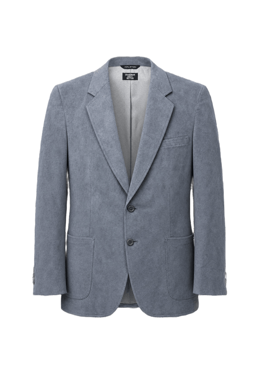 1980s Light Blue Suede Blazer - Front View