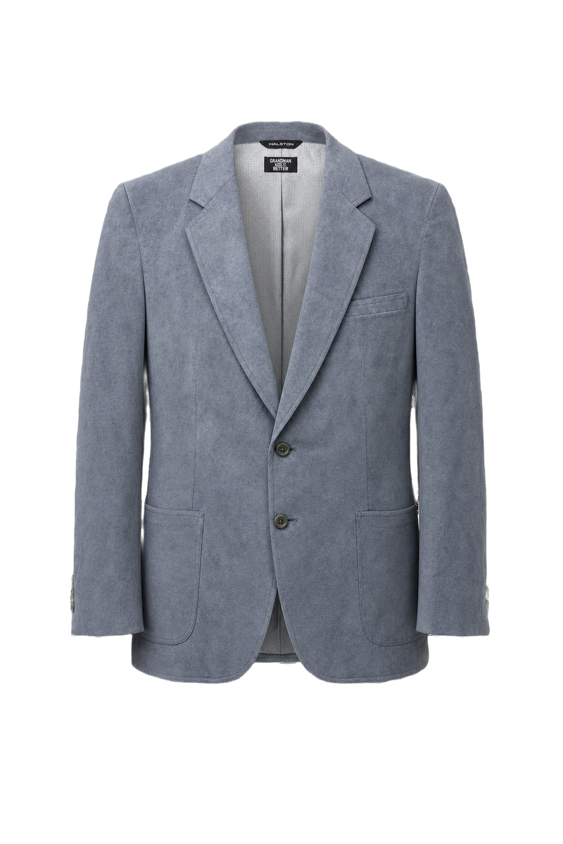 1980s Light Blue Suede Blazer - Front View