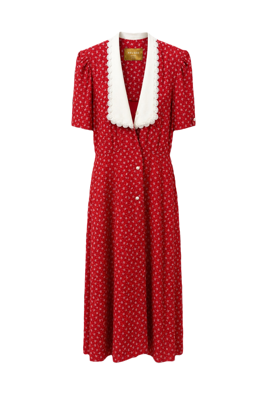 1980s Red Rayon Dress - Front View