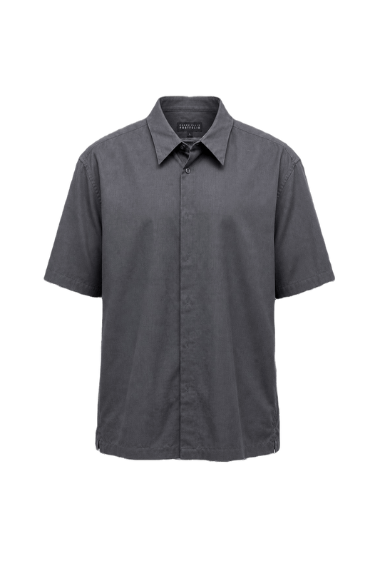 1990s Dark Grey Rayon Blend Shirt - Front View