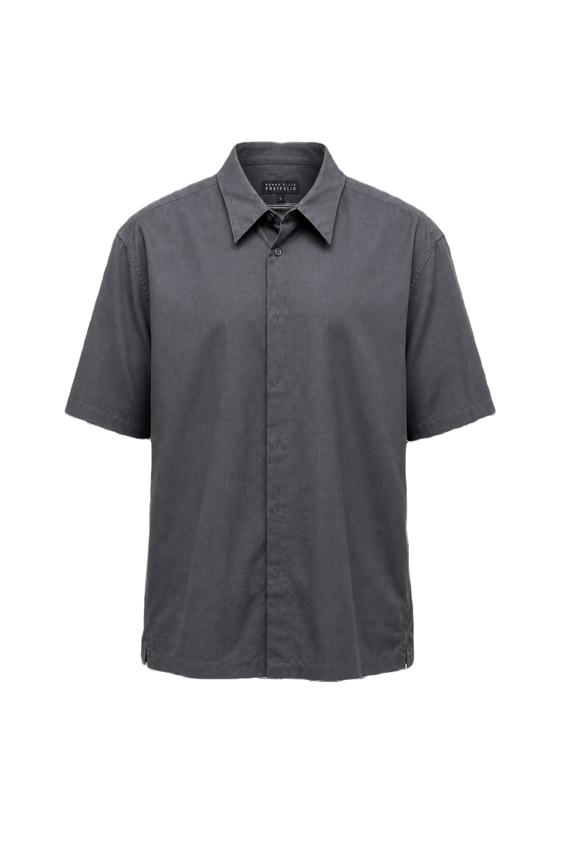 1990s Dark Grey Rayon Blend Shirt - Front View