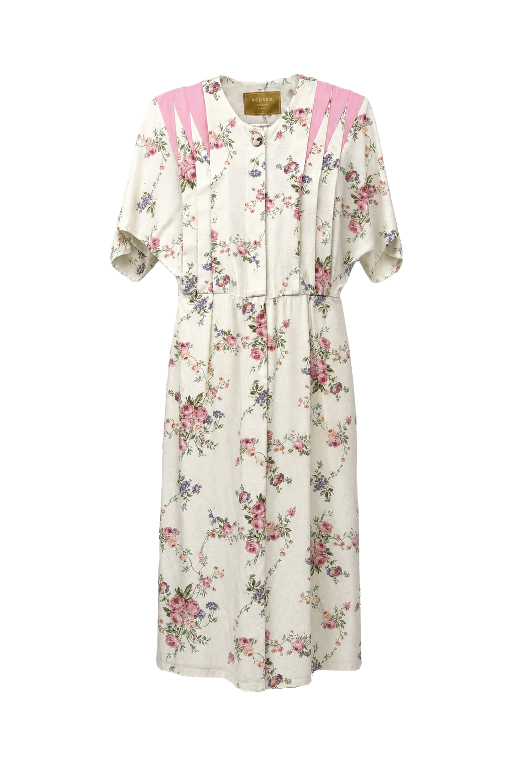 1980s Cream Smooth Dress - Front View