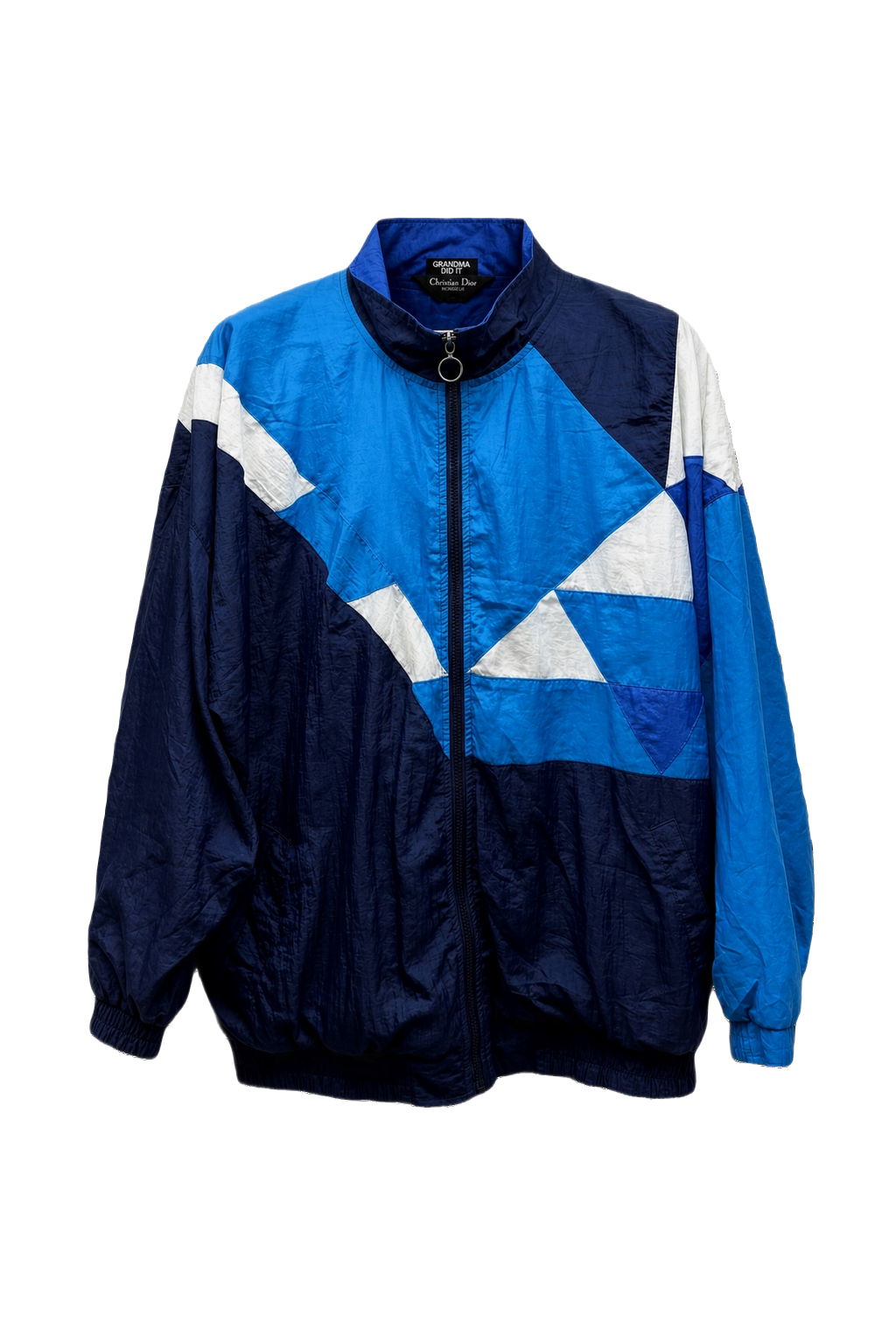 1990s Navy Blue Nylon Windbreaker - Front View