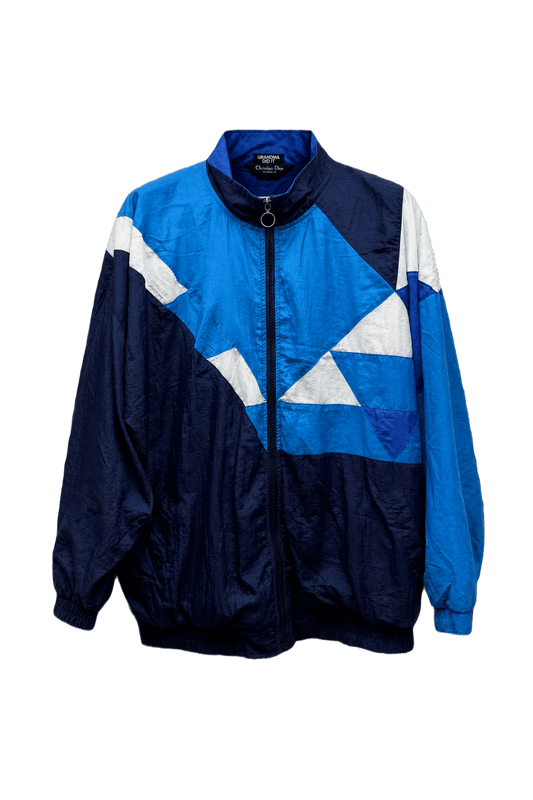 1990s Navy Blue Nylon Windbreaker - Front View