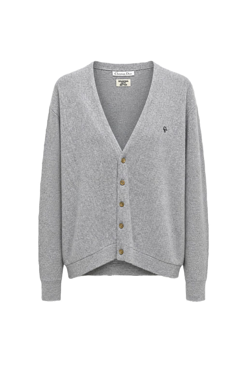 1990s Light Grey Wool Blend Cardigan - Front View