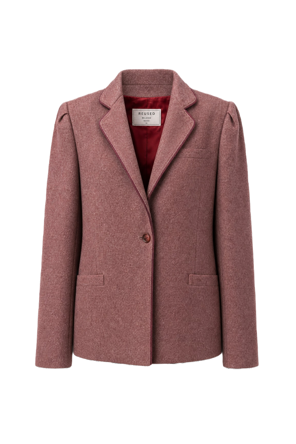 1970s Dusty Rose Wool Blazer - Front View