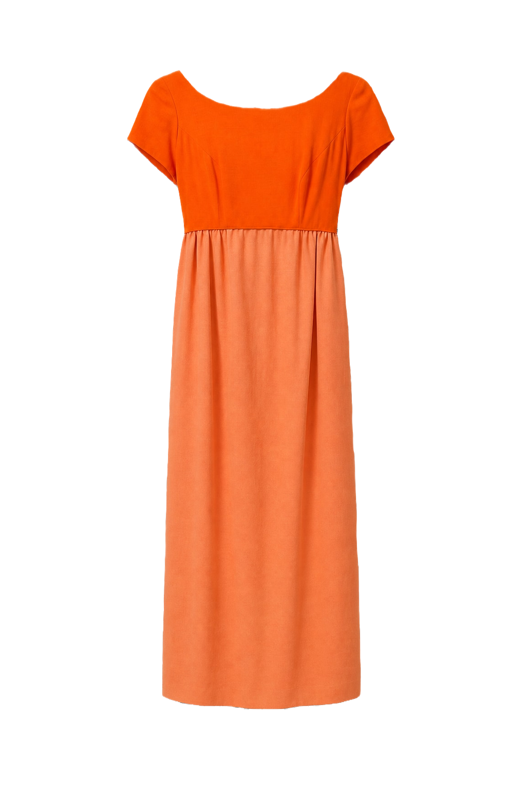 1960s Bright Orange Polyester Dress - Front View