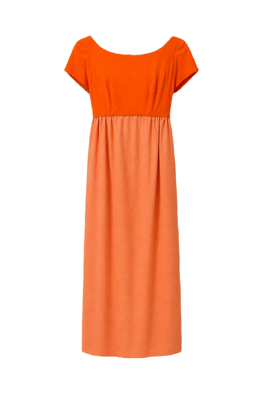 1960s Bright Orange Polyester Dress - Front View