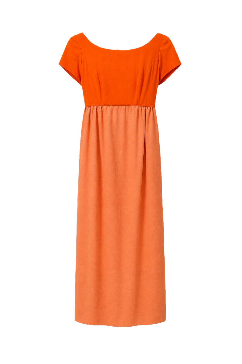 1960s Bright Orange Polyester Dress - Front View