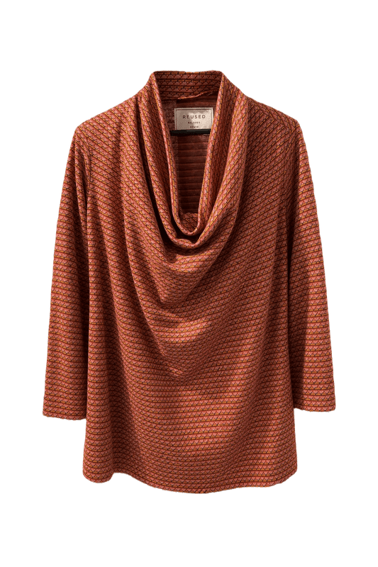 1970s Orange Rayon Blend Blouse - Front View