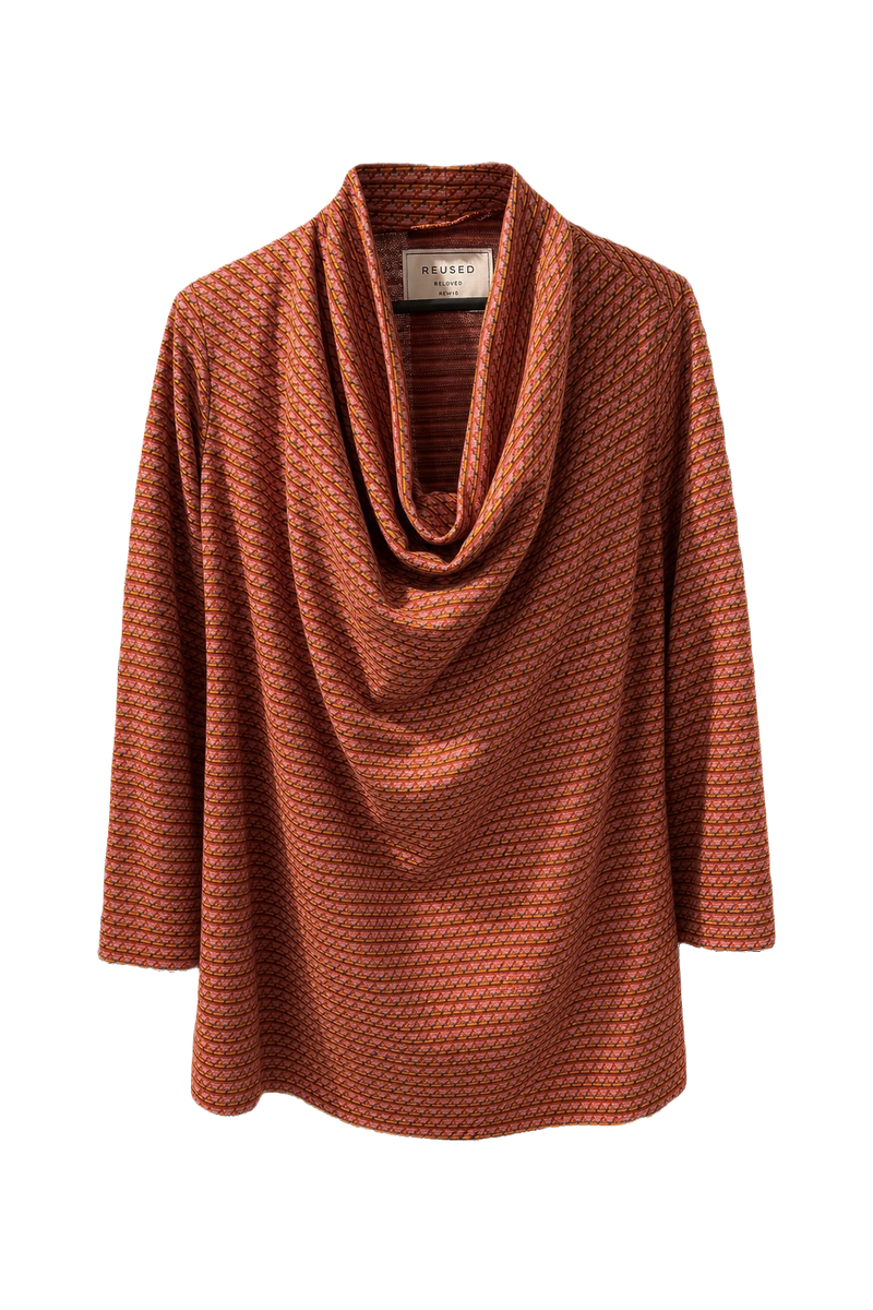 1970s Orange Rayon Blend Blouse - Front View