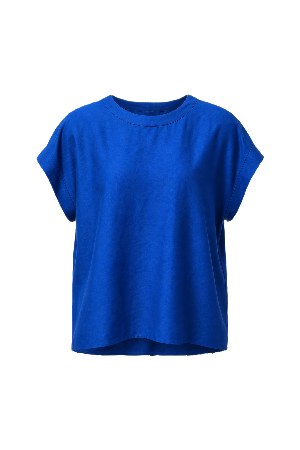 1980s Royal Blue Synthetic Blouse - Front View