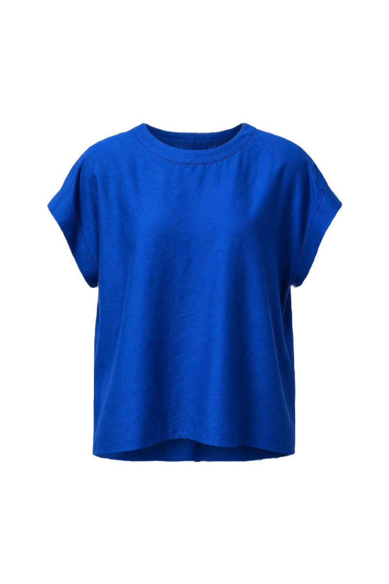 1980s Royal Blue Synthetic Blouse - Front View