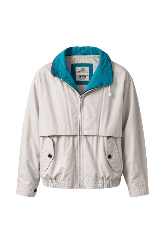 1980s Cream White Cotton Blend Windbreaker - Front View