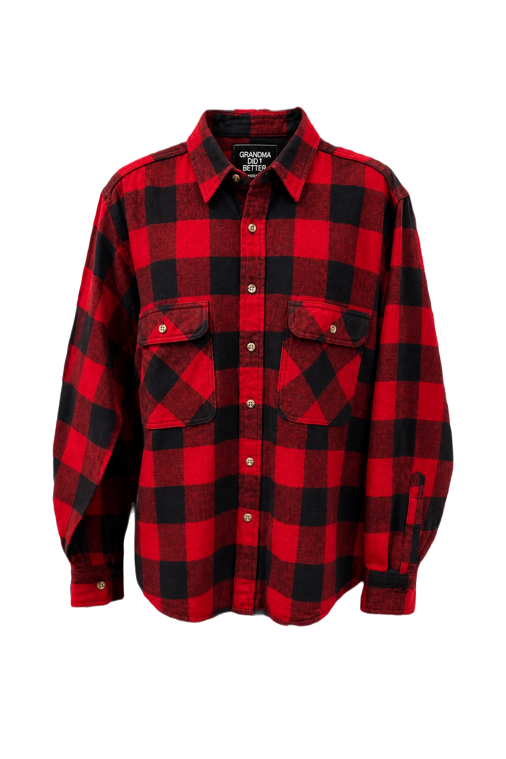 1990s Red Cotton Flannel Shirt - Front View