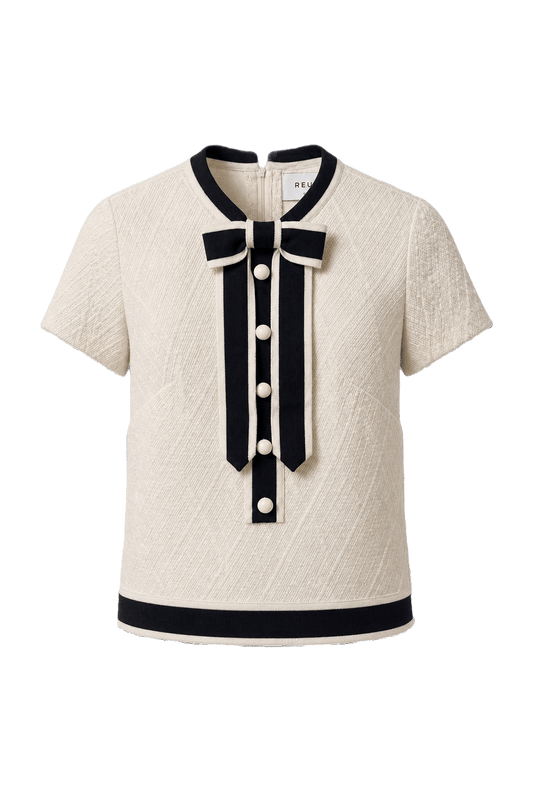 1960s Cream White Cotton Blend Blouse - Front View