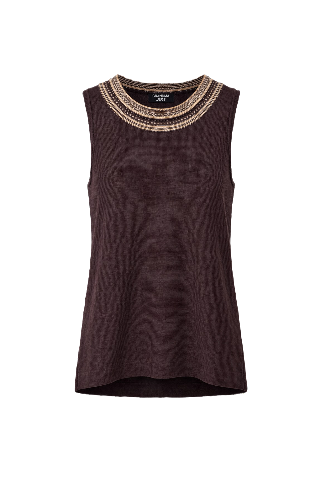 1970s Deep Burgundy Rayon Blend Sleeveless Top - Front View