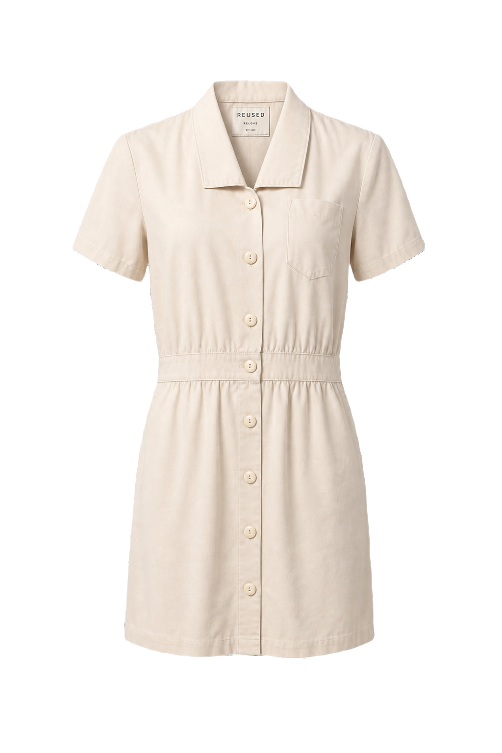 1960s Cream White Cotton Blend Dress - Front View
