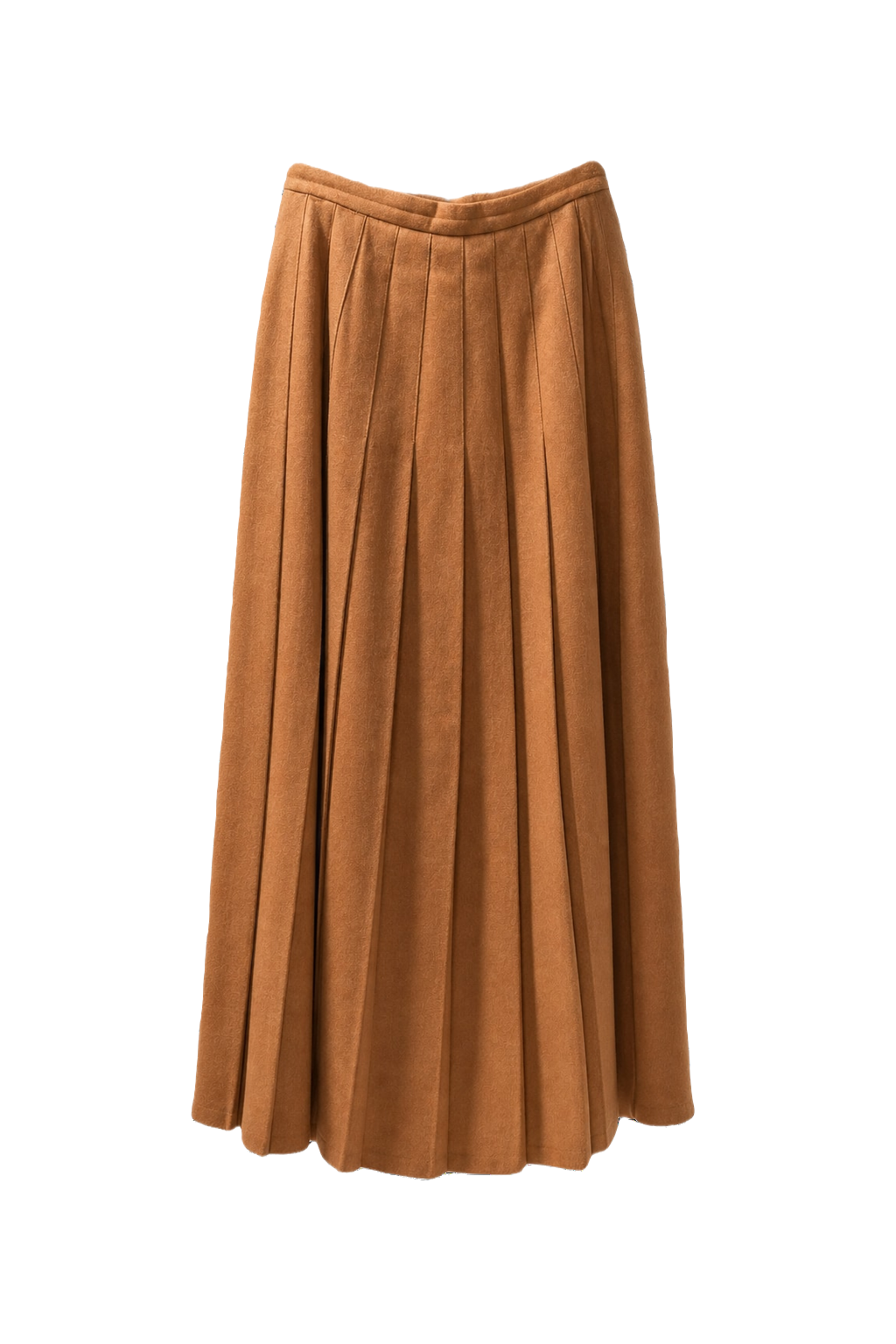 1980s Camel Brown Rayon Blend Skirt - Front View