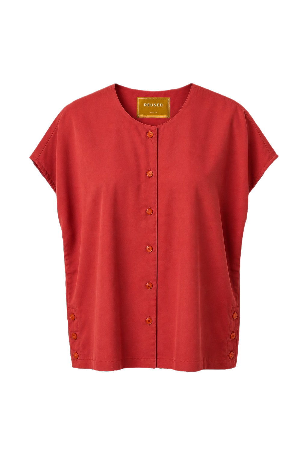 1980s Red Rayon Blouse - Front View