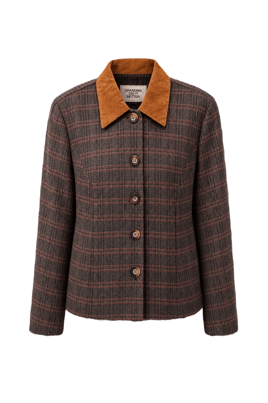 1960s Brown Wool Blend Jacket - Front View