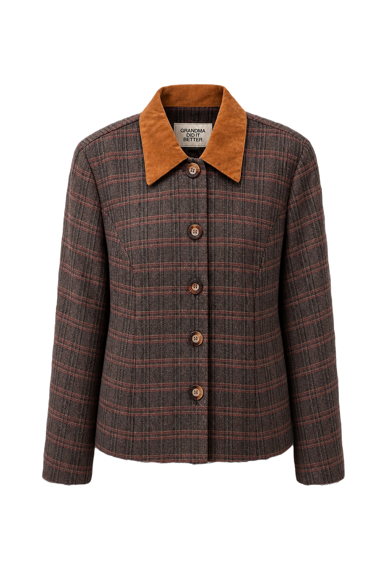 1960s Brown Wool Blend Jacket - Front View