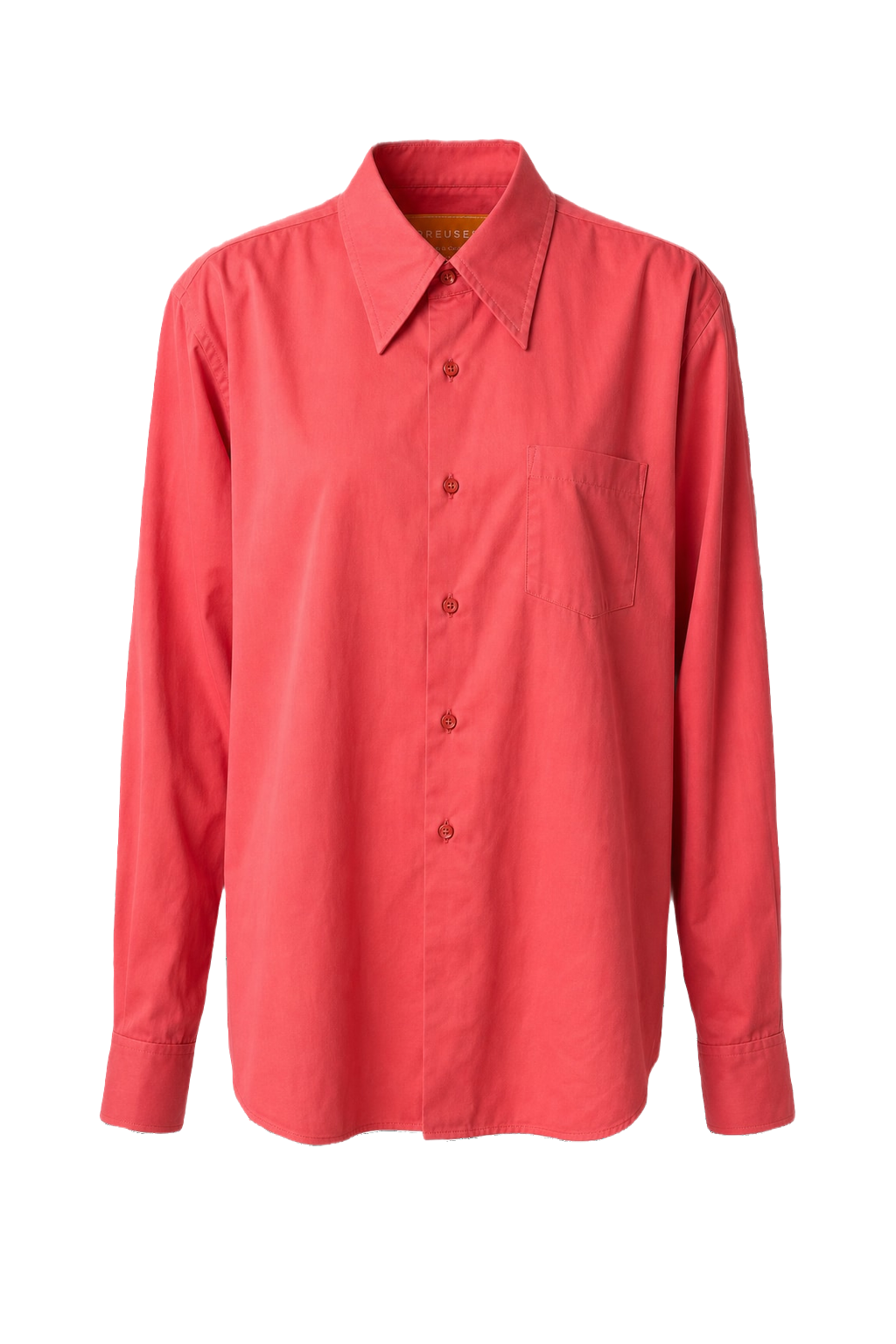 1980s Coral Pink Cotton Blend Shirt - Front View
