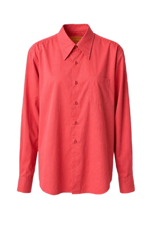 1980s Coral Pink Cotton Blend Shirt - Front View