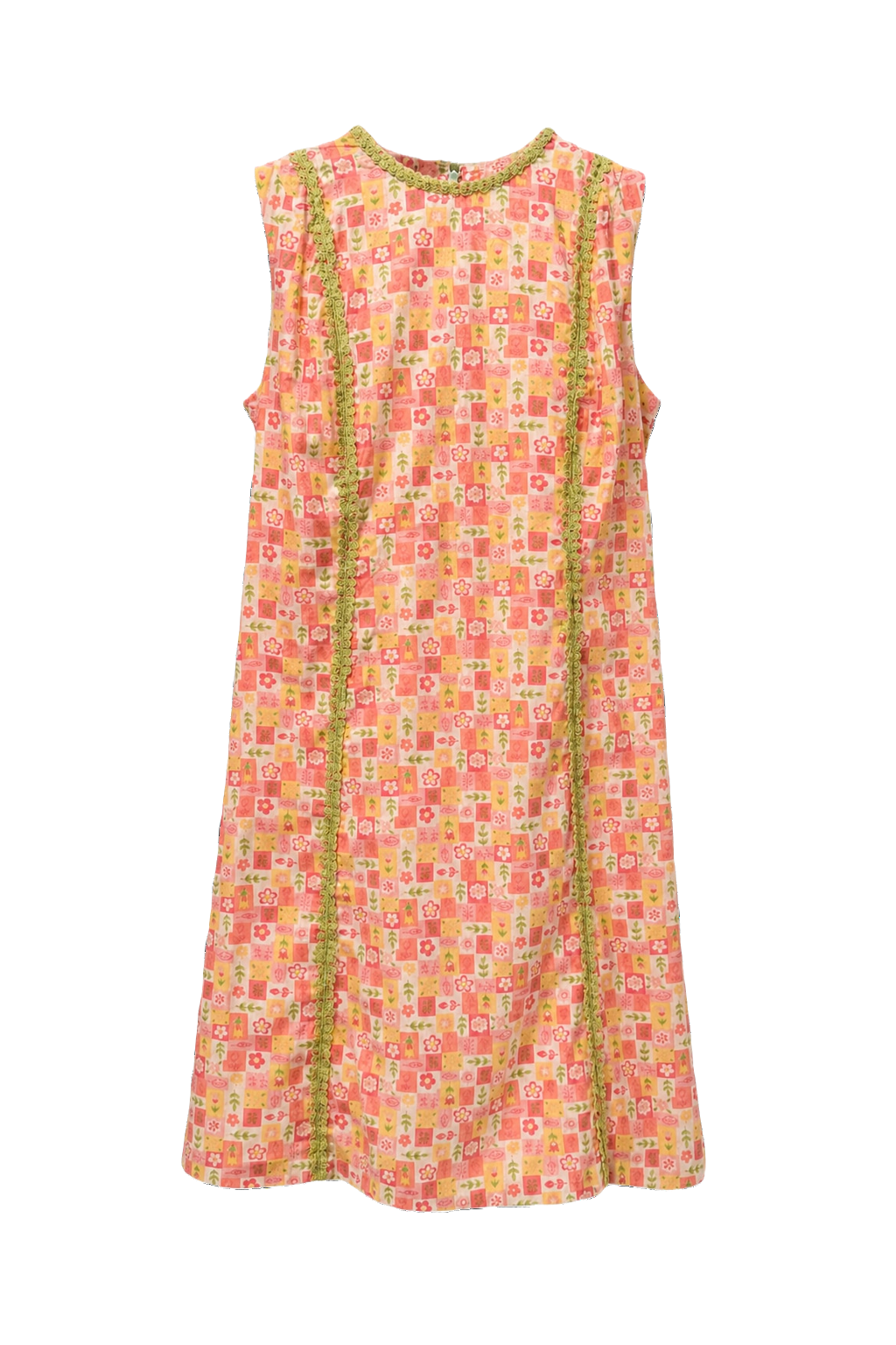 1960s Pink Cotton Blend Shift Dress - Front View