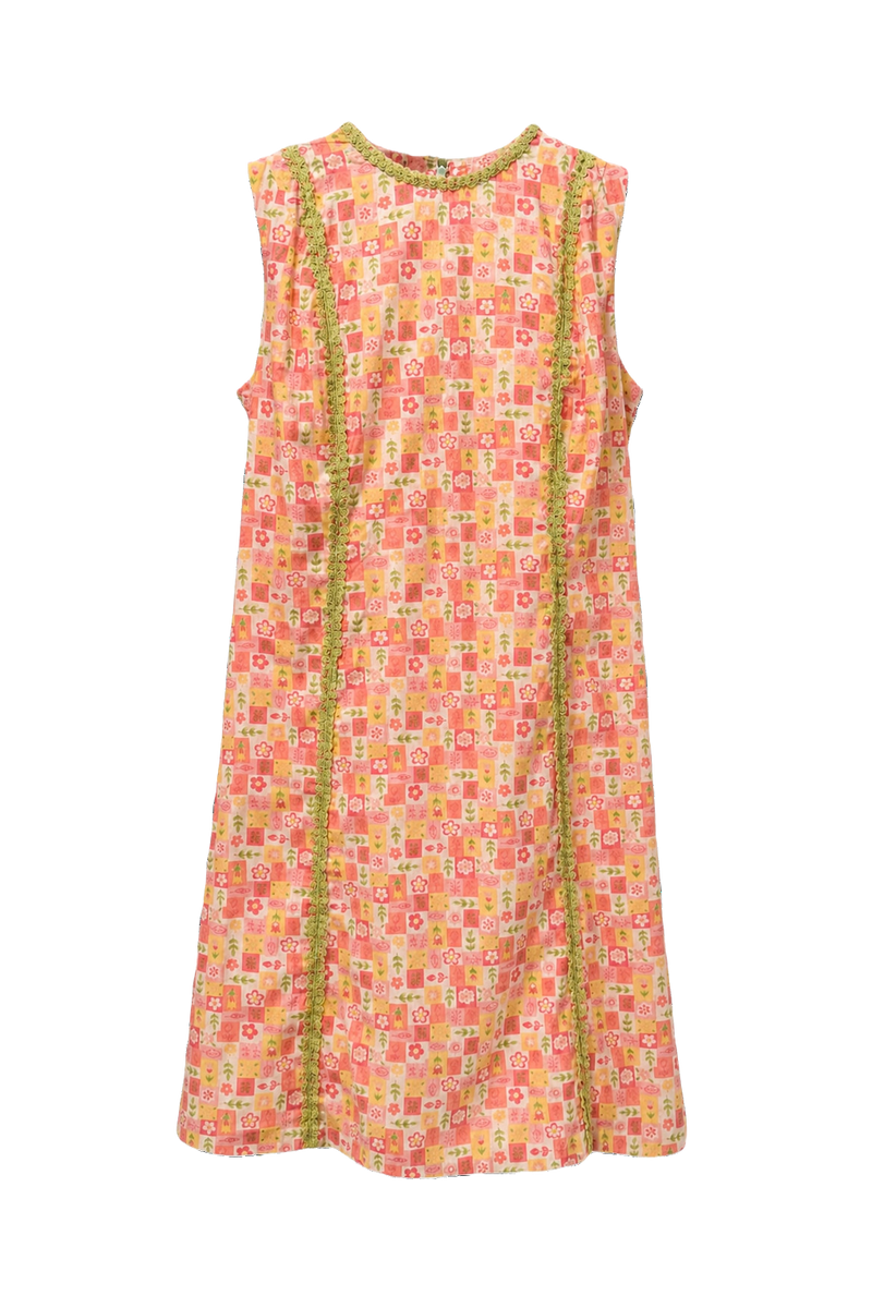 1960s Pink Cotton Blend Shift Dress - Front View
