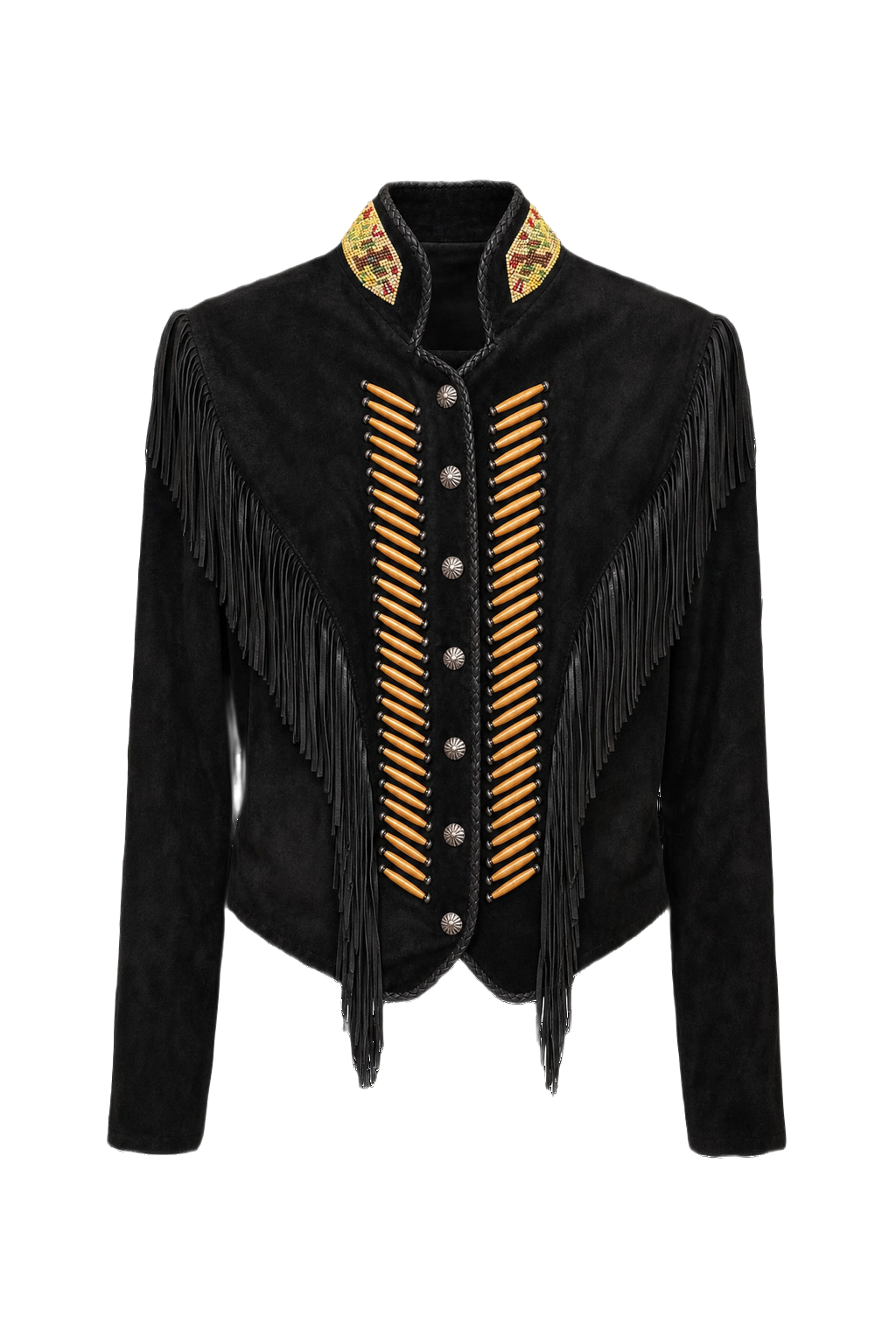 1970s Black Suede Womens Jacket - Front View