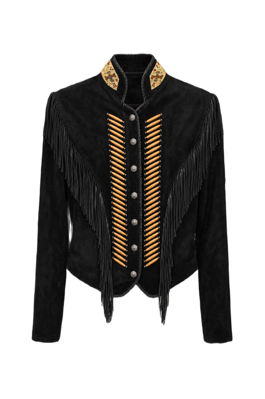 1970s Black Suede Womens Jacket - Front View