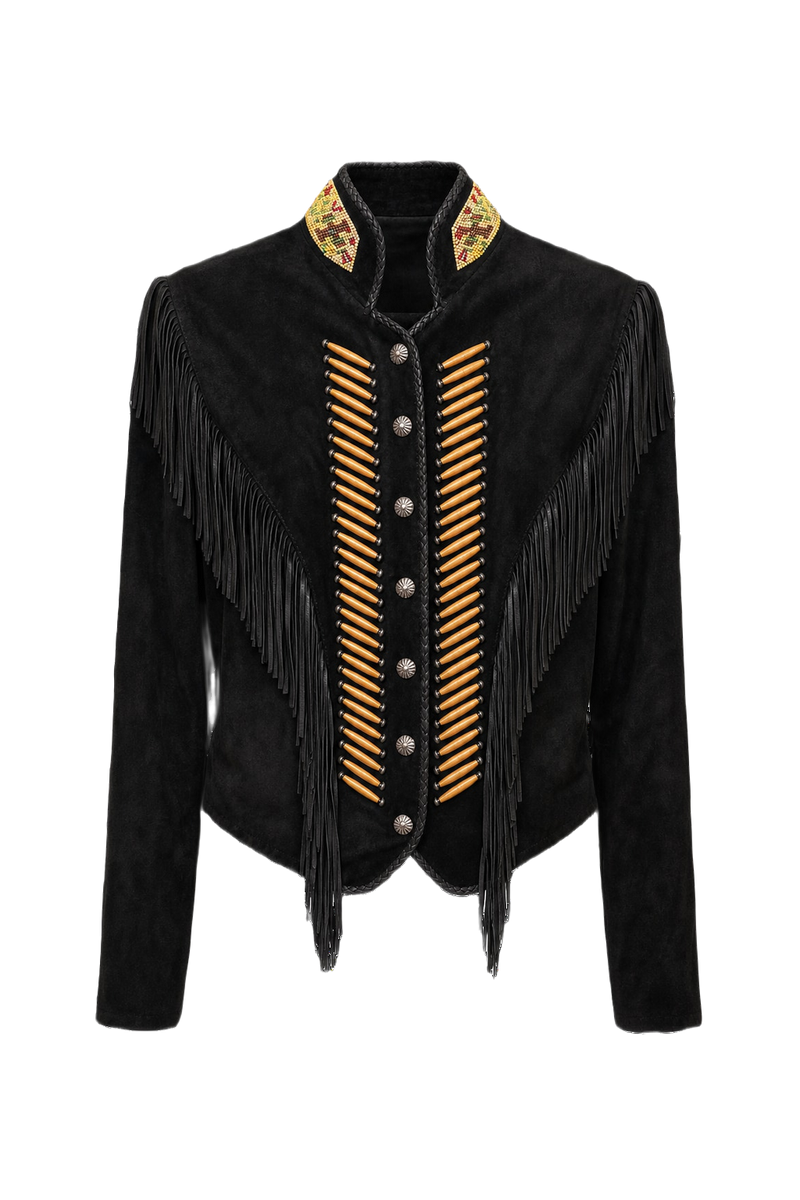 1970s Black Suede Womens Jacket - Front View