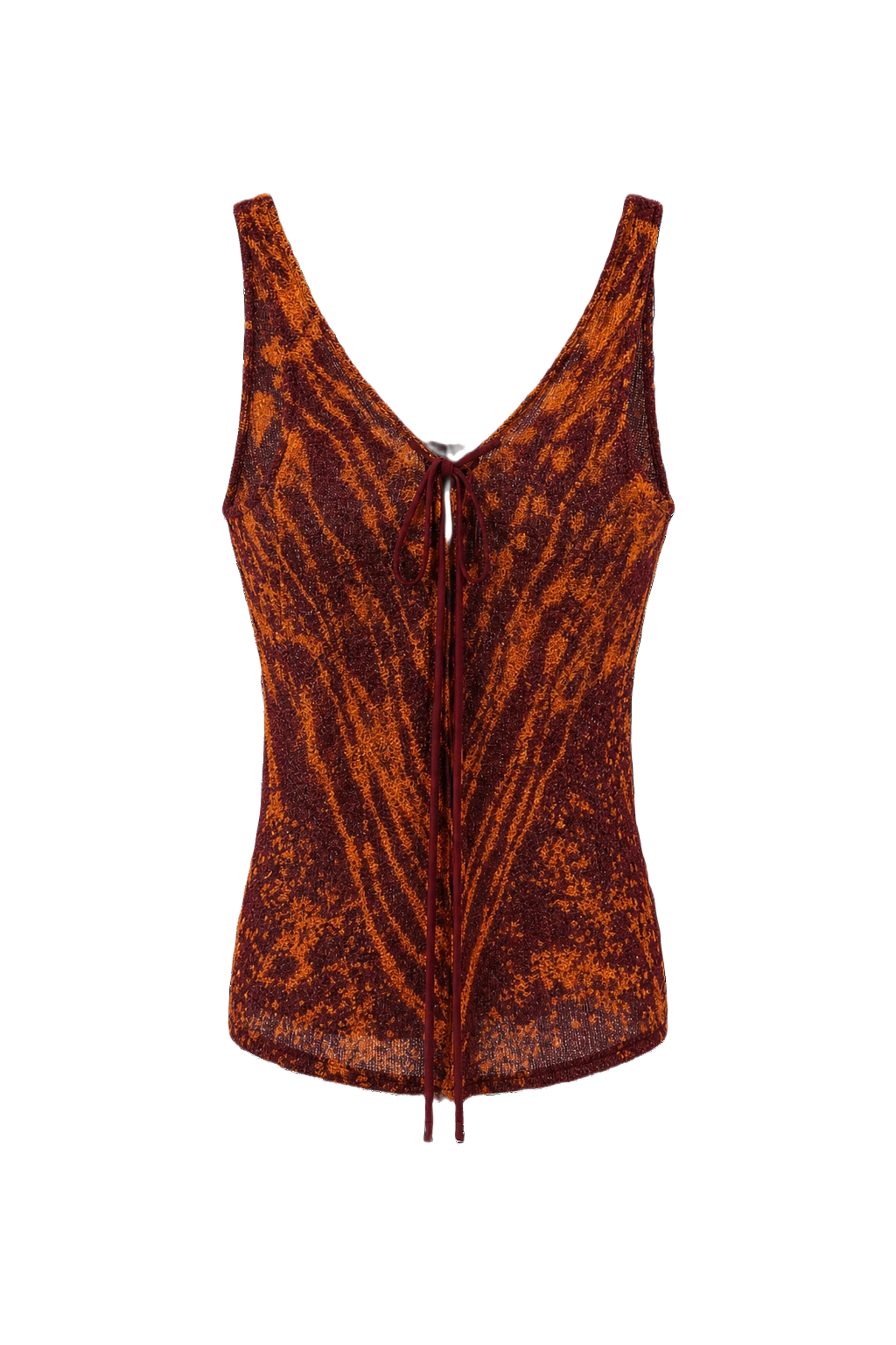 1990s Burnt Orange Rayon Blend Tank Top - Front View